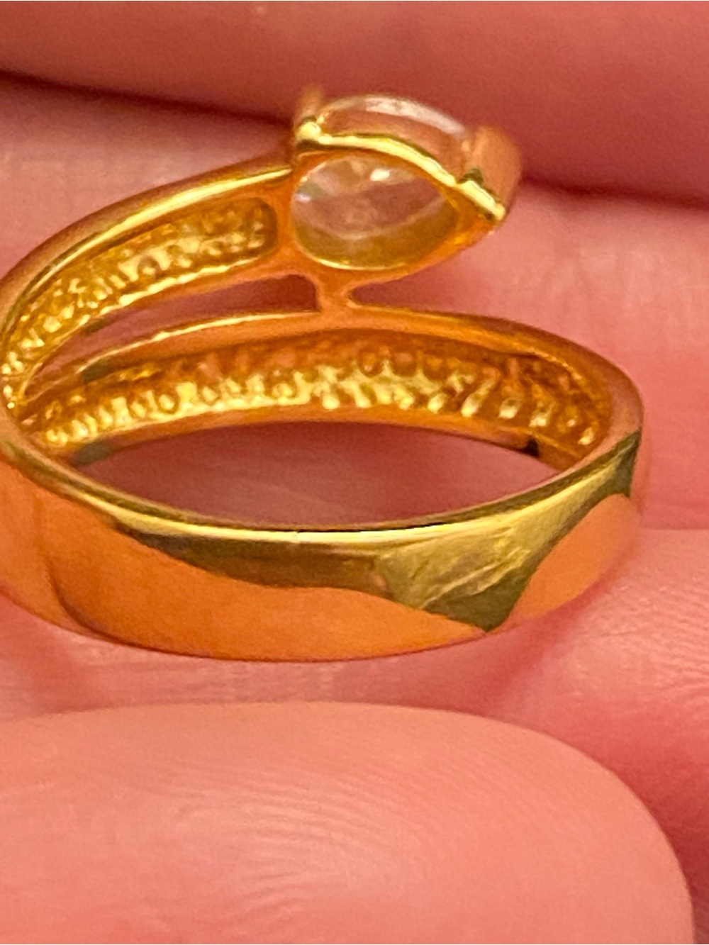 JJ Gold-Tone Suspended Crystal Wrap Ring Size 7 - Picture 4 of 10
